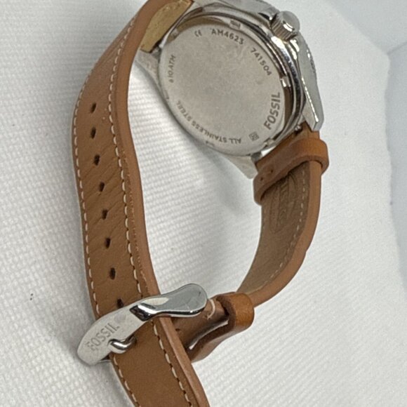 Fossil AM4623 Cecile Crystal Accented 40mm Quartz Brown Leather Strap Women's - Picture 7 of 12